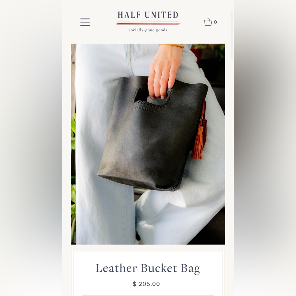 Leather bucket bag